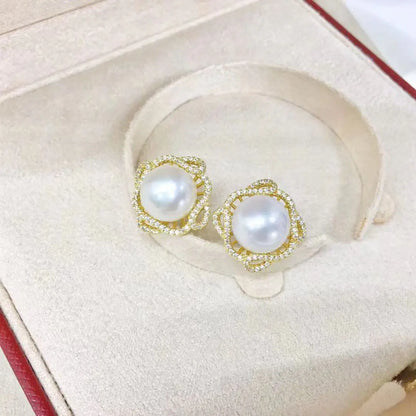 Wholesale S925 Sterling Silver Earrings Mount Findings Settings Base Mounting Parts Accessory for 9-10mm Pearls 5 pairs/lot