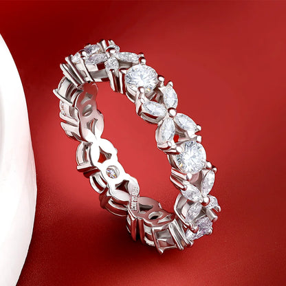 OEVAS Full Real Moissanite Diamond Rings 100% S925 Sterling Silver Sparkling Wedding Bridal Band Party Jewelry Gift For Women