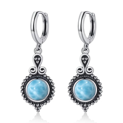 925 Sterling Silver Natural Kyanite Drop Earrings for Women Wedding Gifts Jewelry Vintage Hoop Earrings