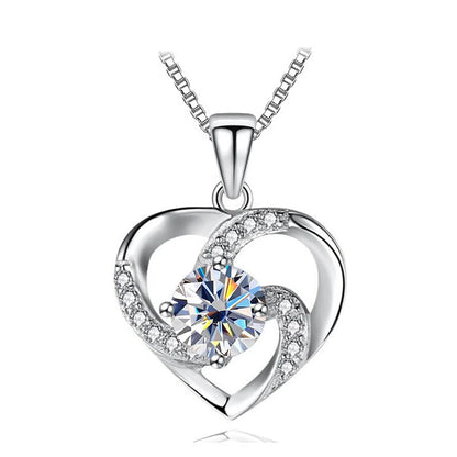 JoyceJelly 1CT Pass Tested Moissanite Heart Necklace for Women S925 Silver Gold Silver Color Diamond Pendant Birthday Party Gift