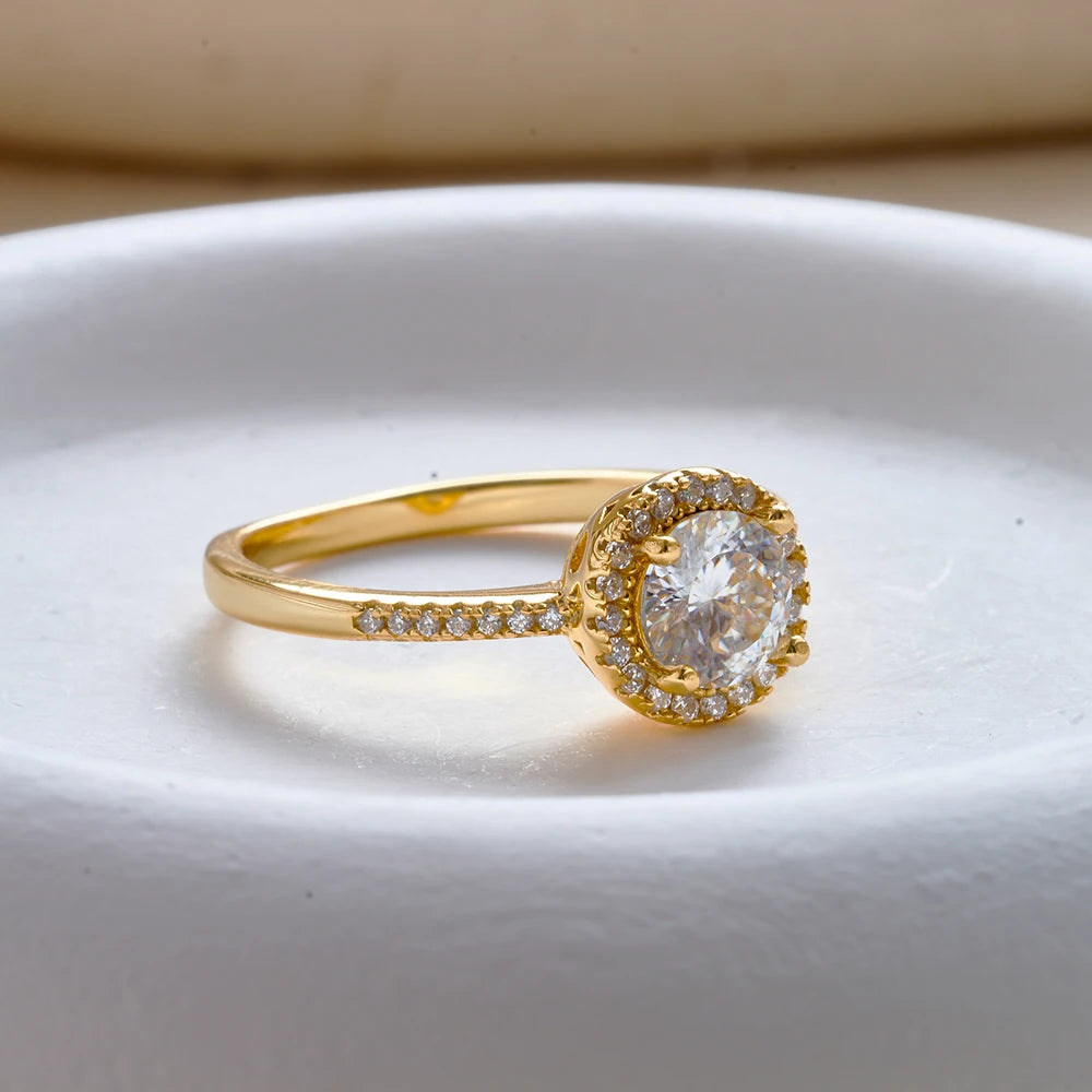 JoyceJelly Luxury 1CT 6.5MM Moissanite Diamond Rings Female Sterling Silver 925 Plated 14K Gold Wedding Engagement Fine Jewelry