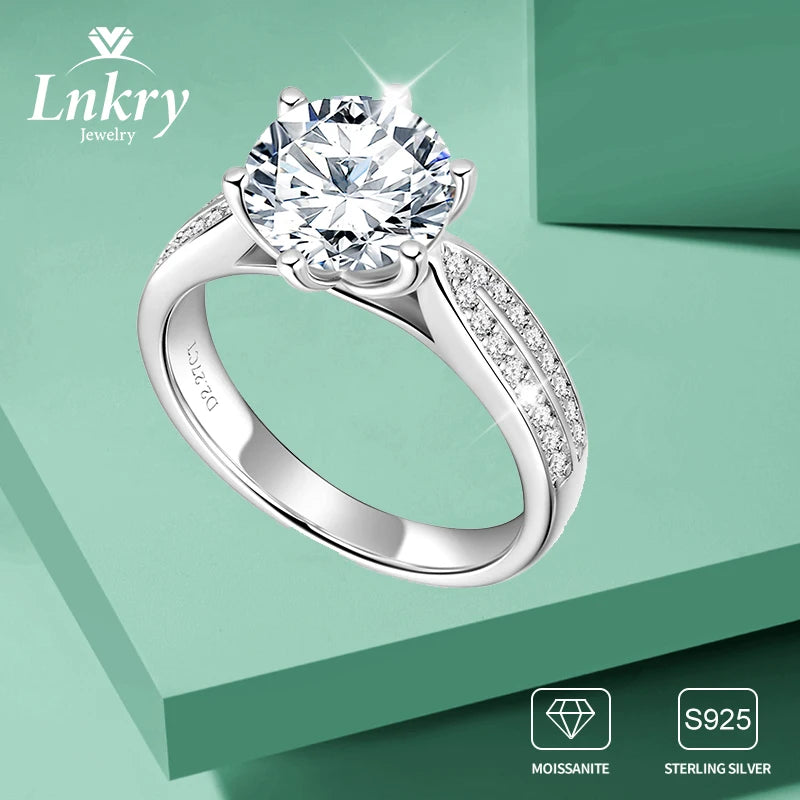 Lnkry Certified 6.5MM/8MM/9MM Solitaire Moissanite Ring Anelli Argento 925 Sterling Silver Wedding Rings For Women Fine Jewelry