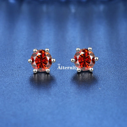 GRA Moissanite VVS1 Earrings Women 925 Sterling Silver Moissanita And Zircon Ear Studs Pink Yellow Red Orange Pass Diamond Test