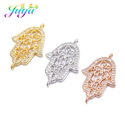 Juya Handmade 18K Gold Plated Cz Paved Decorative Copper Dragon Charms Connectors Accessories For DIY Talisman Jewelry Making