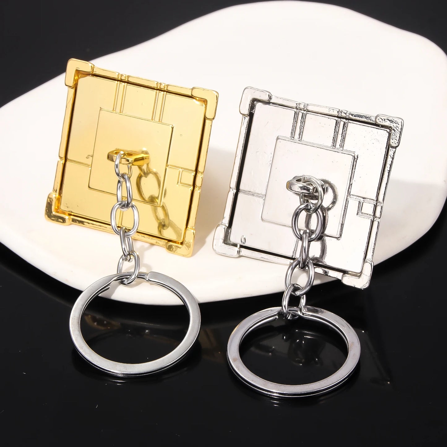 Anime Yu-Gi-Oh Keychain Yugi Muto Big Size 3D Millenium Puzzle Millennium Wheel Wisdom Pendant Keyring For Men Women Jewelry