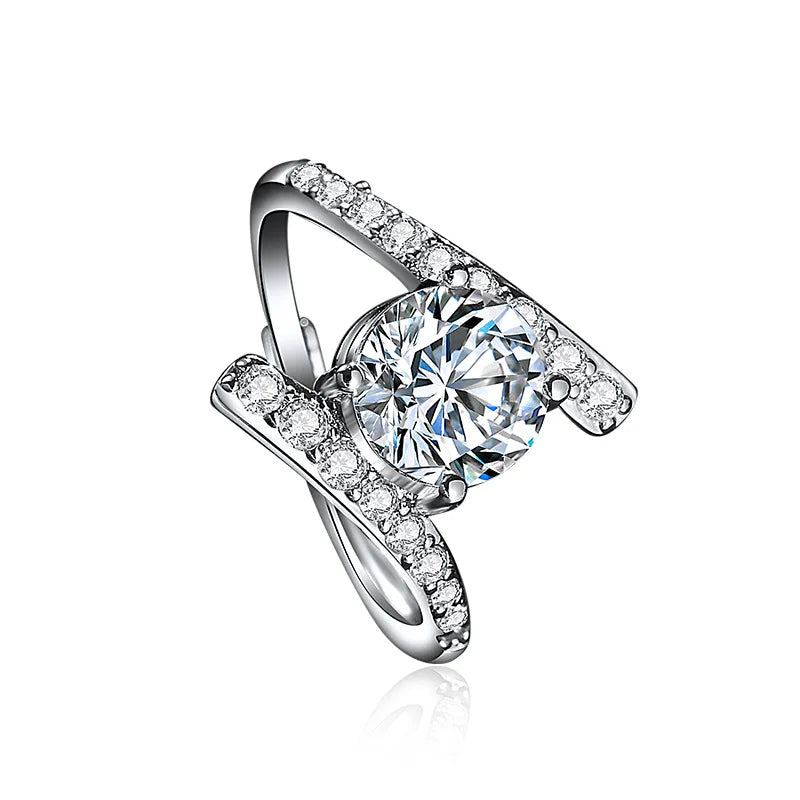 New 925 Sterling Silver Ring 1ct Moissanite Luxury for Women Wedding Jewelry Engagement Charm Party Fashion Top Quality Ring