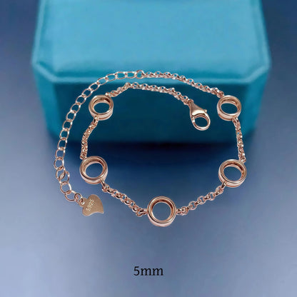 Fashion DIY Bracelet Empty Holder S925 Sterling Silver Setting 5mm Round Stone Design Simple Fine Jewelry Accessory for Woman