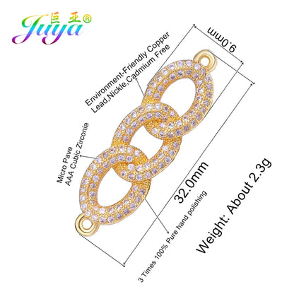 Juya Handmade 18K Gold Plated Cz Paved Decorative Copper Dragon Charms Connectors Accessories For DIY Talisman Jewelry Making
