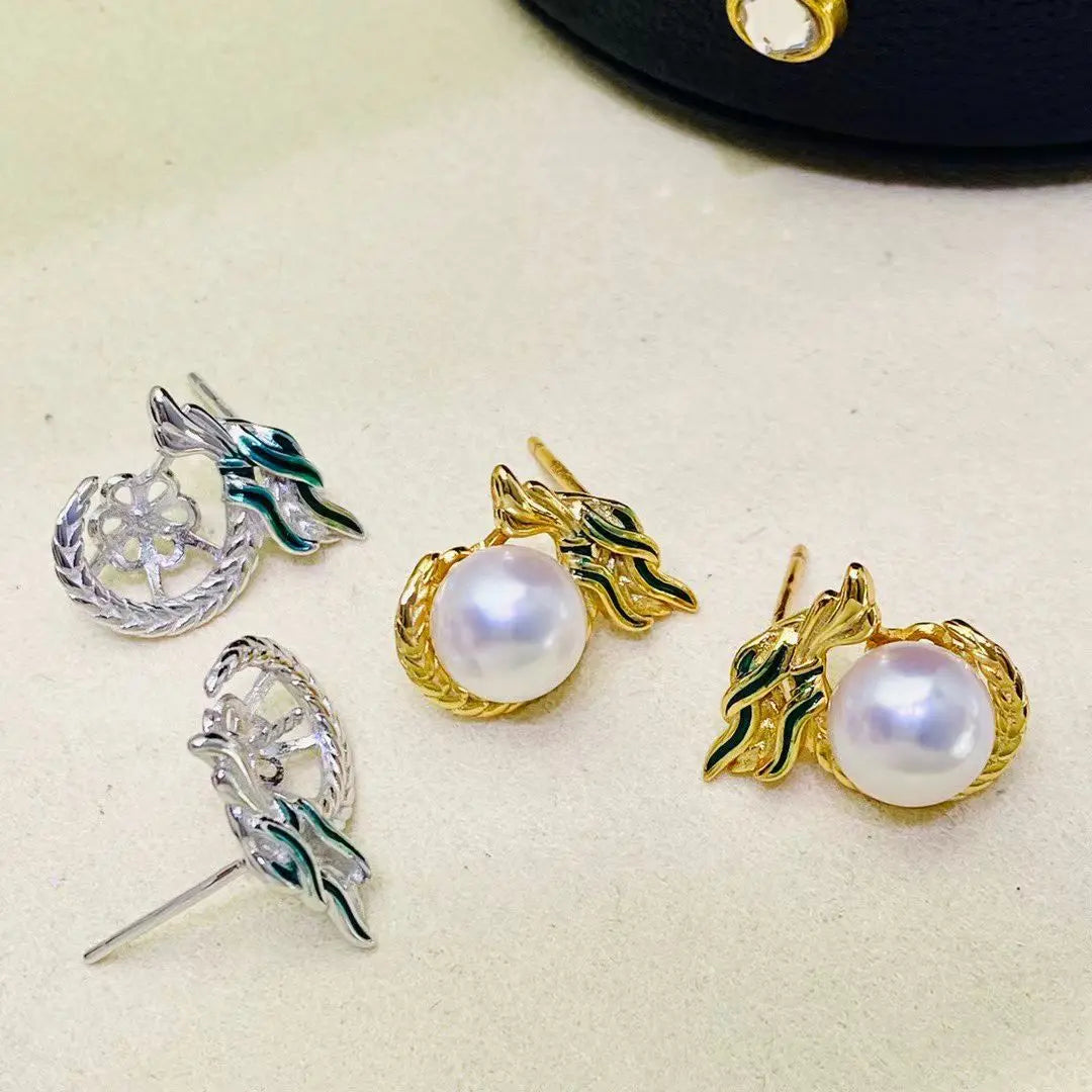 Wholesale S925 Sterling Silver Earrings Mount Findings Settings Base Mounting Parts Accessory for 7-8mm Pearls 5 pairs/lot