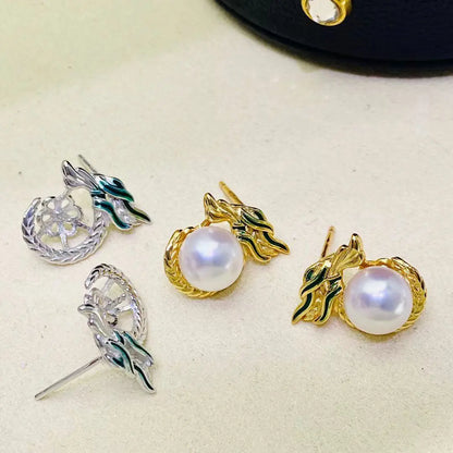 Wholesale S925 Sterling Silver Earrings Mount Findings Settings Base Mounting Parts Accessory for 7-8mm Pearls 5 pairs/lot