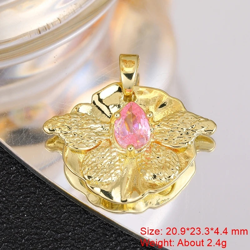 Juya 18K Real Gold Plated Star Of David Palm Tree Bird Flower Love Heart Evil Eye Charms For DIY Fashion Pendant Jewelry Making