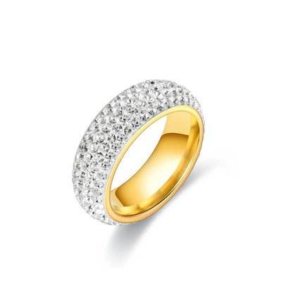 Hip Hop Iced Out Bling Ring 8mm Male Black/Gold/Silver Color Stainless Steel Engagement Wedding Rings for Women Men Jewelry Gift