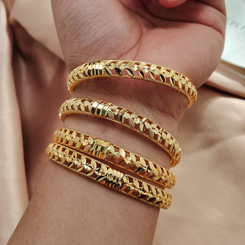 Gold Color Bangles For Women Girls Wedding Bracelet Bangles African Bridal  Jewelery Bijoux Femme wedding Bangles jewelry