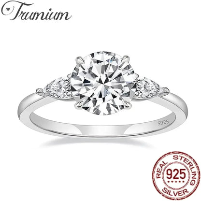 Trumium 925 silver ring Engagement Rings for Women Classic Round Cut  Promise Rings for Her Best Gift Wedding bands Jewelry