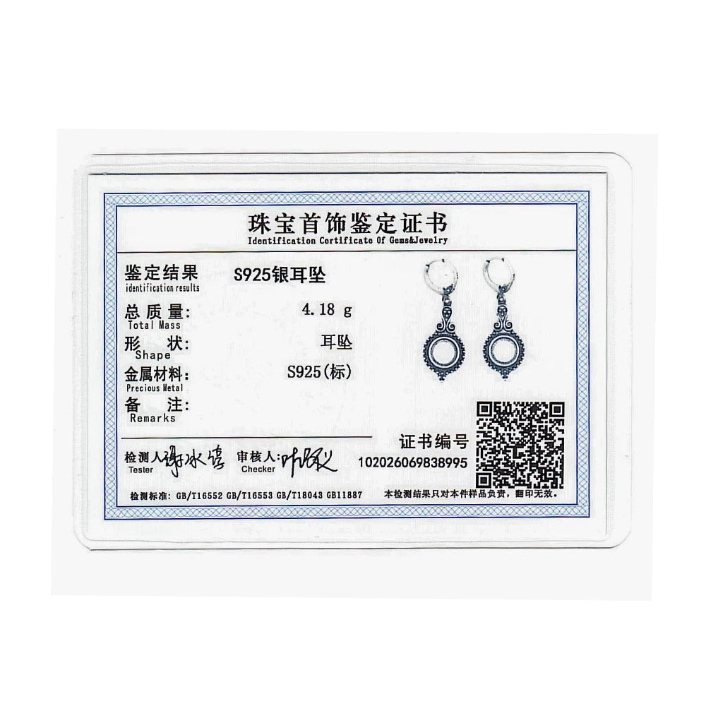 925 Sterling Silver Natural Kyanite Drop Earrings for Women Wedding Gifts Jewelry Vintage Hoop Earrings