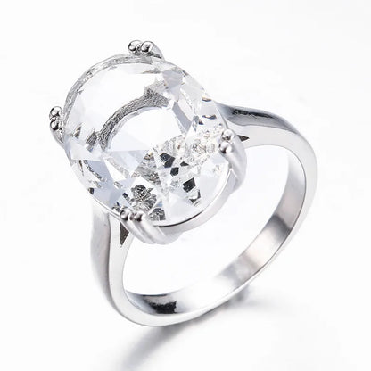 S925 Silver Color Engagement Egg Diamond Ring Sea Blue Topaz De Gemstone Bizuteria Ring for Women Bague Etoile Jewelry Rings
