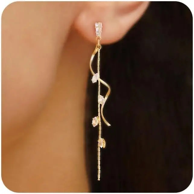 Women's Dangle Earrings 14K Gold Plated Cubic Zirconia Hypoallergenic Lightweight Trendy Fashion Jewelry for Women