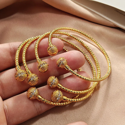 Gold Color Bangles For Women Girls Wedding Bracelet Bangles African Bridal  Jewelery Bijoux Femme wedding Bangles jewelry