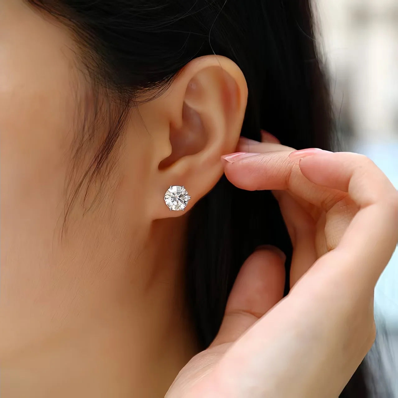0.5Ct-2Ct D Color Certified Moissanite Stud Earrings Lab Created Diamond 925 Sterling Silver Gold Plated Wedding Jewelry