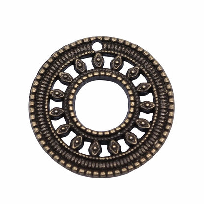 10pcs 26x26mm(1.02x1.02inch) 2 Colors Antique Bronze Color Antique Silver Color Circle Charms Pendants Jewelry Accessories