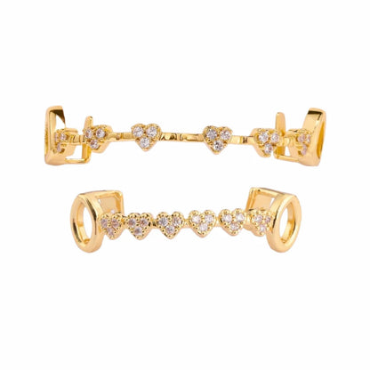 Trendy Hip Hop Dental Grills rhinestone Double Glossy Charm Teeth Grillz Simple Gold/Silver Tooth Caps for Women Men