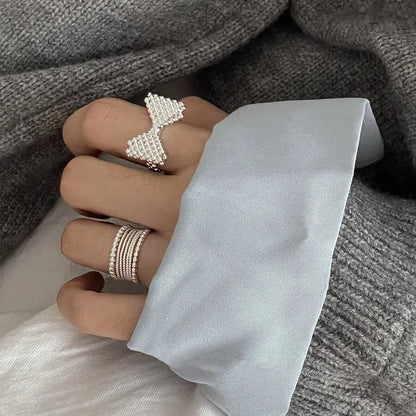 925 Sterling Silver Rings Fashion Hip Hop Vintage Couples Creative Big Bow Design Thai Silver Party Jewelry Birthday Gifts