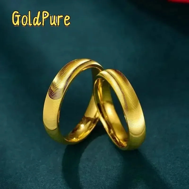 Goldpure High - Grade 24K Pure Gold AU999 Cat's Eye Ring, Fashionably Simple for Couples, Wholesale with Metal Stamp