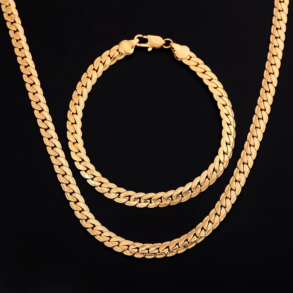 925 sterling silver 18K gold Christmas gifts Flat snake 5MM chain necklace bracelets fashion For man women jewelry wedding