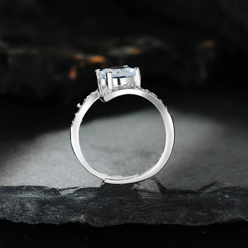 New 925 Sterling Silver Ring 1ct Moissanite Luxury for Women Wedding Jewelry Engagement Charm Party Fashion Top Quality Ring