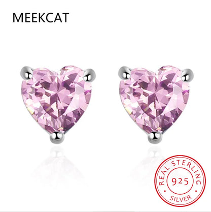 Heart Moissanite Earrings D Color VVS1 Lab Diamond Platinum Plated Sterling Silver Moissanite Stud Earring Women Fine Jewelry