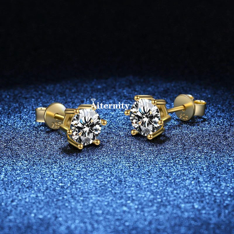 GRA Moissanite VVS1 Earrings Women 925 Sterling Silver Moissanita And Zircon Ear Studs Pink Yellow Red Orange Pass Diamond Test