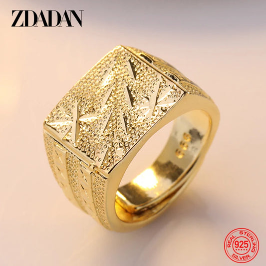ZDADAN 925 Silver 18K Gold Ring For Women Men Wedding Jewelry