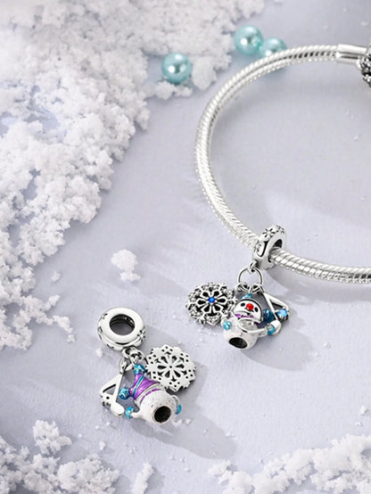 Charms Plata Christmas Bear Snowman Penguin Beads Charm Silver Plated Fit Charms Original Bracelet for Jewelry Making DIY Charm