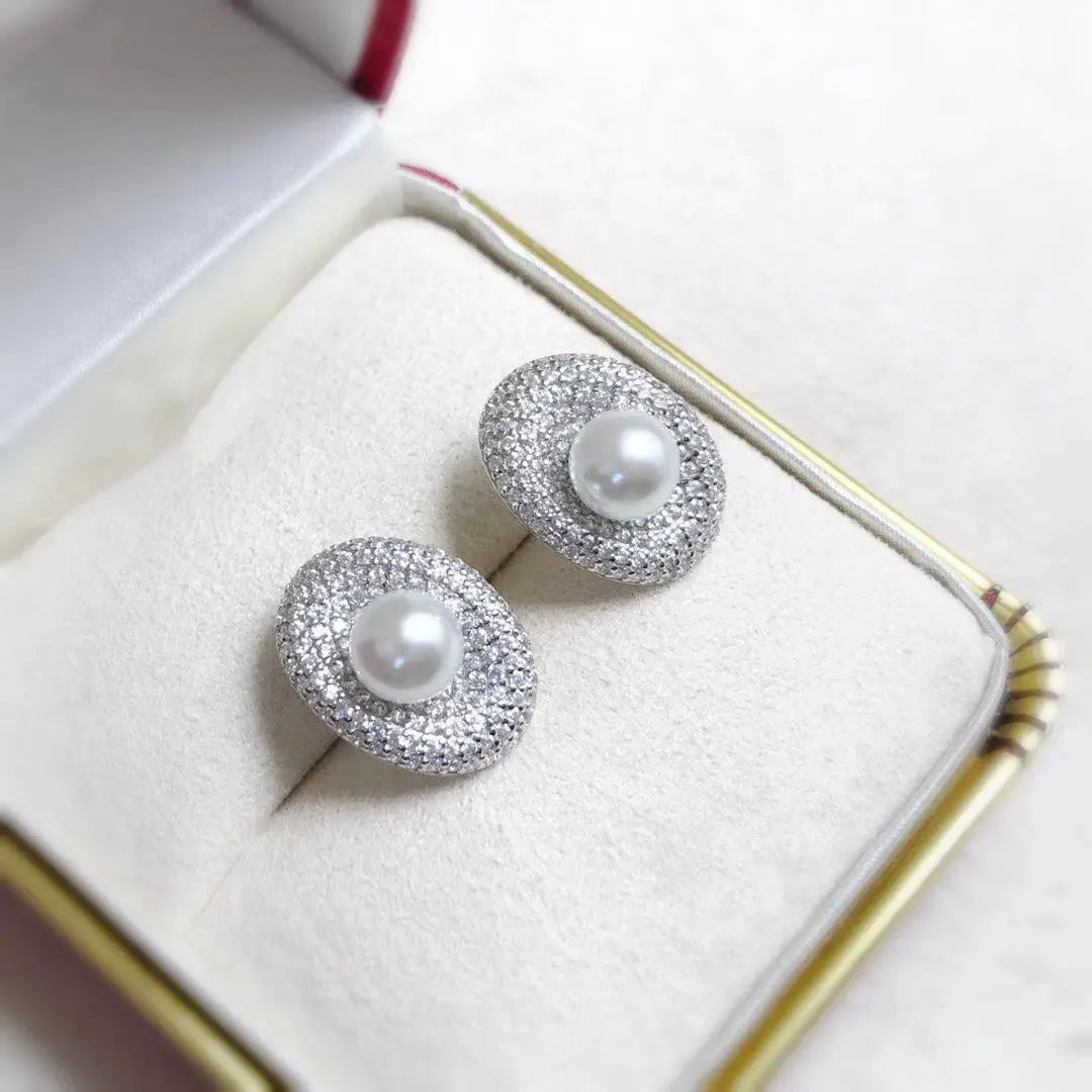 Wholesale S925 Sterling Silver Earrings Mount Findings Settings Base Mounting Parts Accessory for 4-5mm Pearls 5 pairs/lot