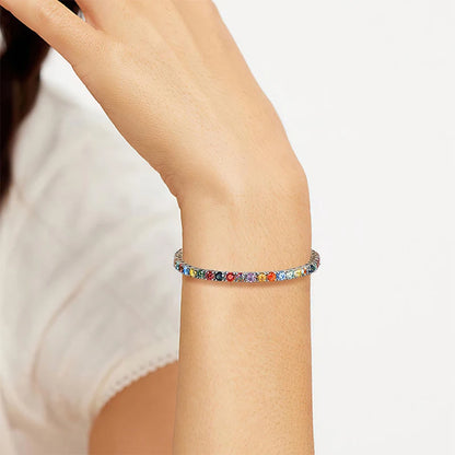 Smyoue 3-6.5mm Colorful GRA Certified Moissanite Tennis Bracelets for Women Full Diamond  925 Sterling Silver Plated 18k Gold