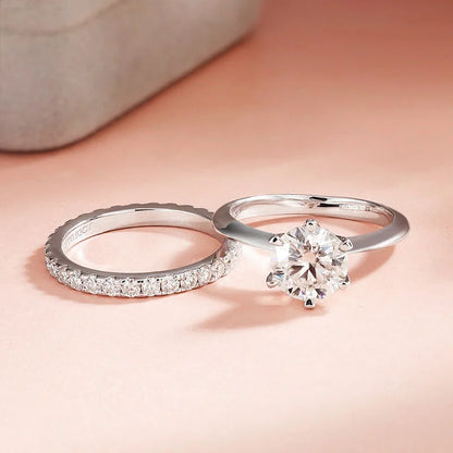 Smyoue 2mm Certified Moissanite Ring for Women Full Diamond Enternity Band S925 Sterling Silver Plated White Gold Jewelry