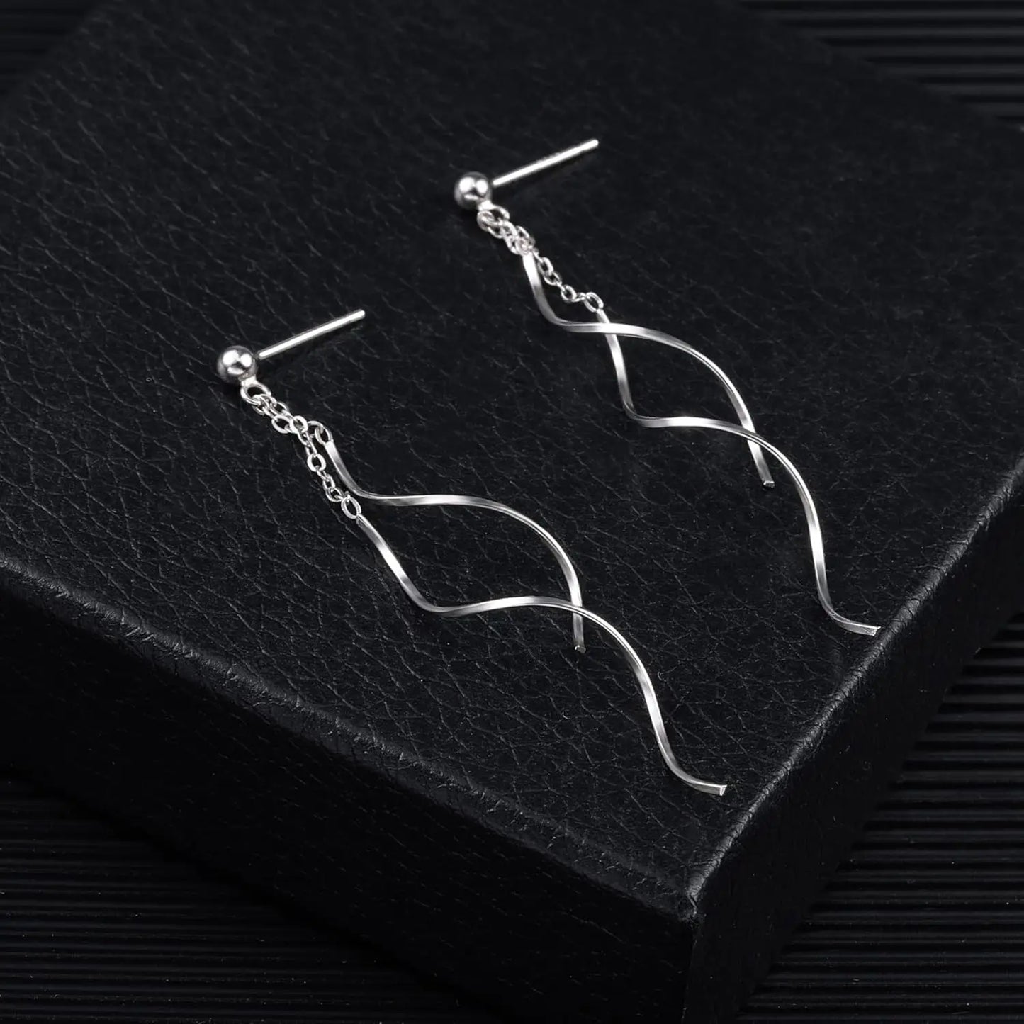 Orecchini Pendenti Da Donna In Argento Puro S925 Argento/Placcato Oro 14K Multi-Ciondolo a Spirale In