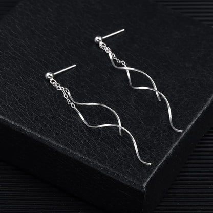 Orecchini Pendenti Da Donna In Argento Puro S925 Argento/Placcato Oro 14K Multi-Ciondolo a Spirale In