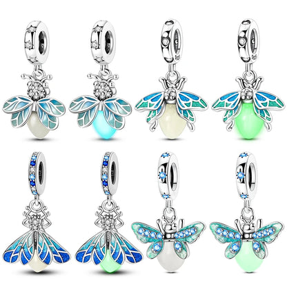 Glow-in-the-dark Fireflies Dangle Charm Bead Fits 3mm Bracelet Bangle Necklace For Women Pendant Luxury DIY Jewelry Making Gifts