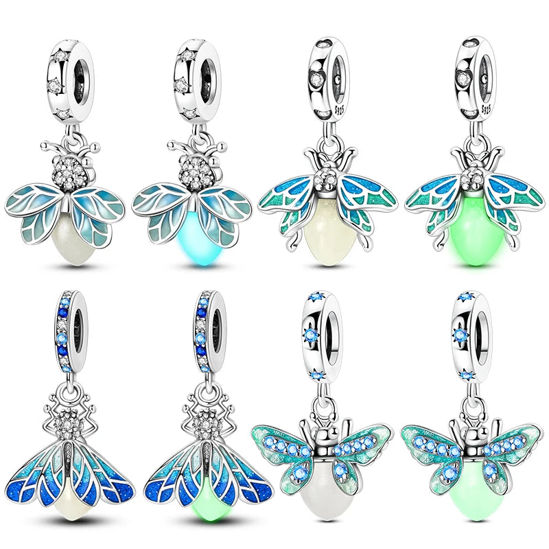 Glow-in-the-dark Fireflies Dangle Charm Bead Fits 3mm Bracelet Bangle Necklace For Women Pendant Luxury DIY Jewelry Making Gifts
