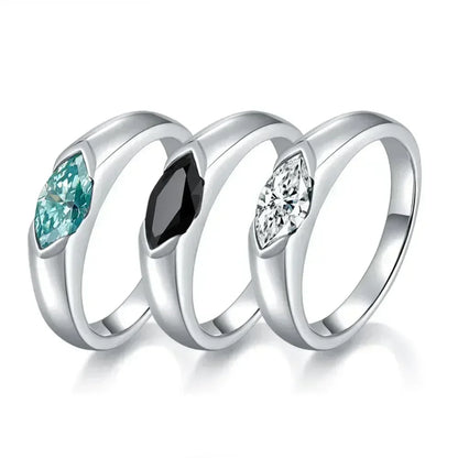 5*10mm Marquise Cut Moissanie Rings for Men/Women 925 Sterling Silver Wedding Band Lab Diamond Couple Promise Rings Jewelry GRA