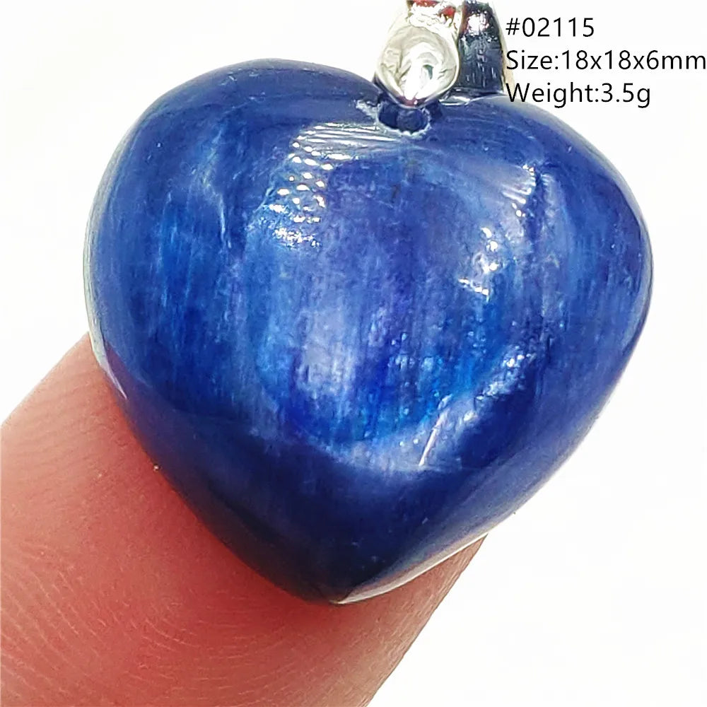 Natural Blue Kyanite Heart Love Pendant Jewelry Women Men Kyanite Necklace Cat Eye Beads Best Gift Fashion AAAAA