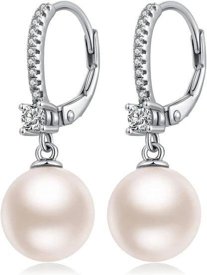 Sterling Silver 925 Pearl Earrings Pearl Earrings for Women Pearl Jewelry Gifts Pearl 8-10 mm