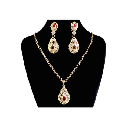 French jewelry water drop crystal necklace earrings Birthday party jewelry Arab banquet luxury gold color wedding jewelry