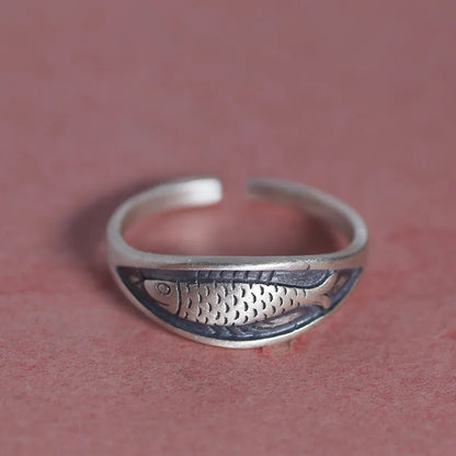 New in 925 Sterling Silver Fish Adjustable Rings For Women Engagement Ladies Rings Jewelry Gifts Female Jewellery Argent 925