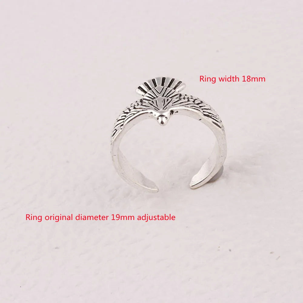 Buyee 925 Sterling Silver Male Ring Finger Elegant Gray Eagle Open Ring for Men Fashion Unique Punk Fine Jewelry Circle Gift