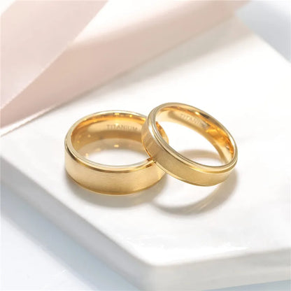 TIGRADE 18K Gold Plated Titianium Ring 6/8mm Men Engagement Band Wedding Band Couple Rings Unisex anelli donna bijoux femme