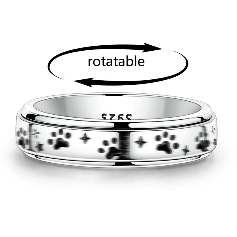 Original 925 Sterling Silver Sparkling Starry Paw Ring For Women Girls Jewelry Birthday Anniversary Gifts