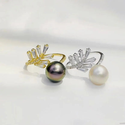 Wholesale S925 Sterling Silver Adjustable Ring Mount Settings Findings Mountings Accessory Parts for 8-9mm Pearls 5pcs/lot