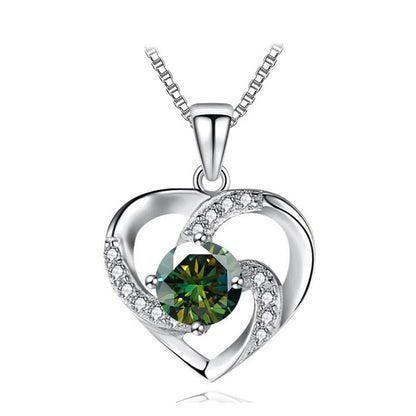 JoyceJelly 1CT Pass Tested Moissanite Heart Necklace for Women S925 Silver Gold Silver Color Diamond Pendant Birthday Party Gift